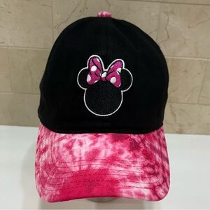 Disney Minnie Mouse Black/Pink Tie-Dye Baseball Cap, OS, EUC